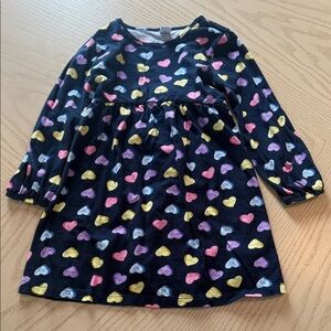 Girls' Navy Heart-Print Long Sleeve Dress - Multicolor Hearts 💜